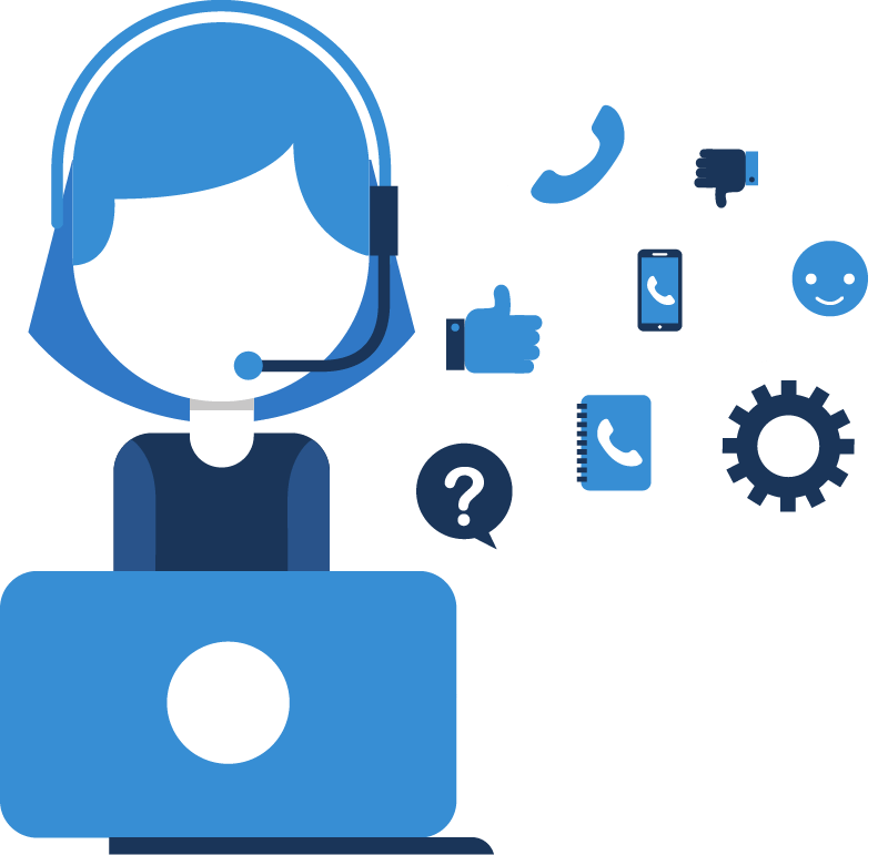 ilustração de uma pessoa atendendo usando computador